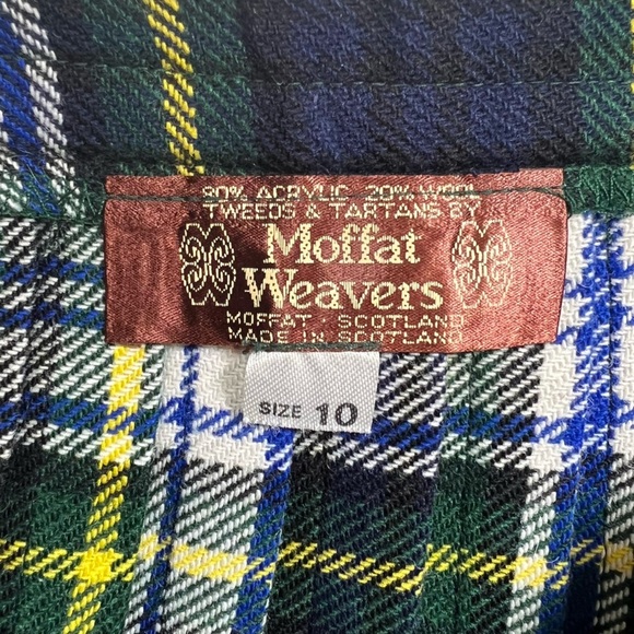 Made In Scotland Moffat Weavers Academia Navy Plaid Pleated Midi Kilt Skirt XXS - Picture 8 of 9